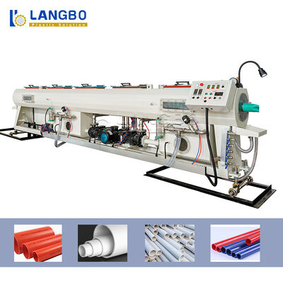 CE ISO ท่อพีวีซี Extrusion Line เส้นผ่านศูนย์กลางท่อ 16 - 630 มม. 22-160KW กำลังของเครื่องอัดรีด