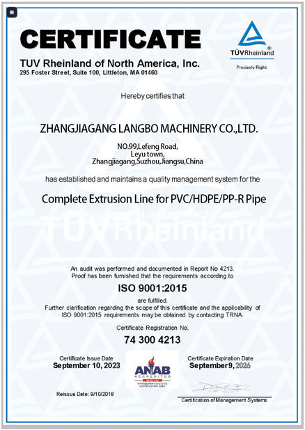 จีน Zhangjiagang Langbo Machinery Co. Ltd. รับรอง